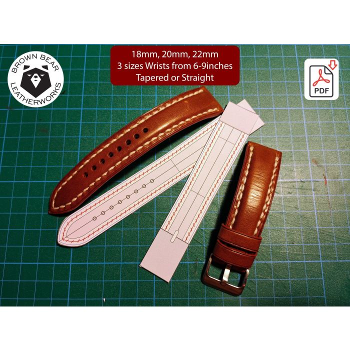 18 Tipare Printabile pentru Curele de Ceas / 18-20-22 mm / Drepte și Tapered / PDF + SVG