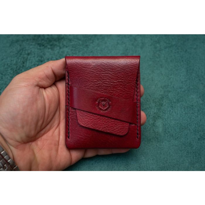 Portofel Nr. 20 - Portofel cu Clapetă Verticală - Roșu Oxblood - vopsit manual