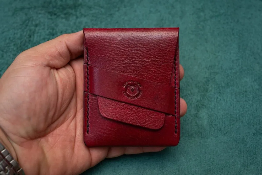 Portofel Nr. 20 - Portofel cu Clapetă Verticală - Roșu Oxblood - vopsit manual