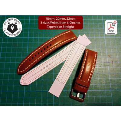 18 Printable Watch Strap Templates / 18-20-22mm 3 Sizes / Tapered and Straight / PDF and SVG watch strap pattern