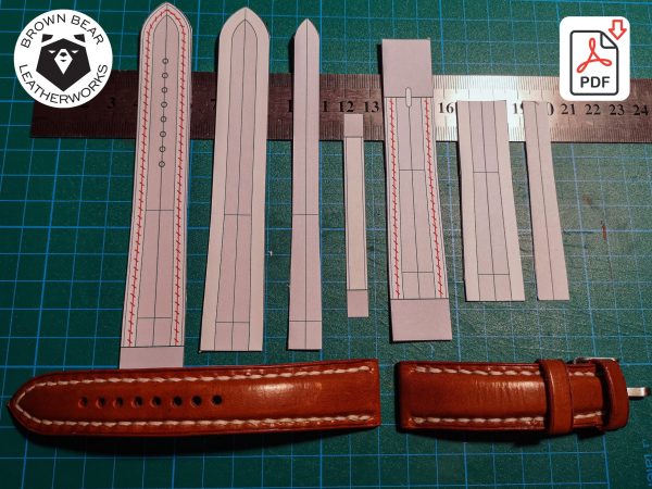 18 Printable Watch Strap Templates / 18-20-22mm 3 Sizes / Tapered and Straight / PDF and SVG watch strap pattern - Image 2