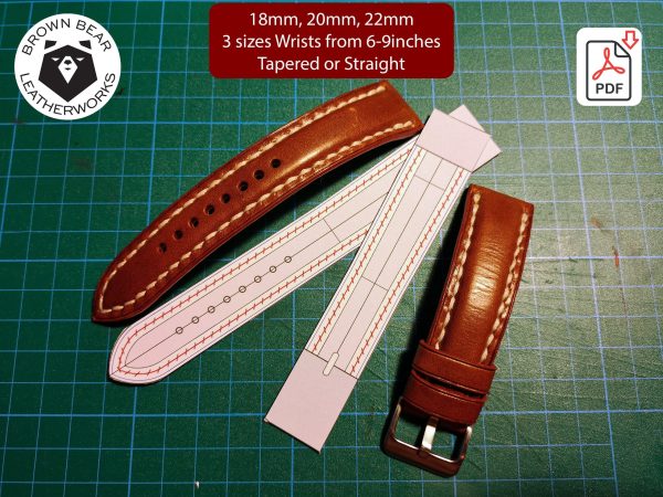 18 Printable Watch Strap Templates / 18-20-22mm 3 Sizes / Tapered and Straight / PDF and SVG watch strap pattern