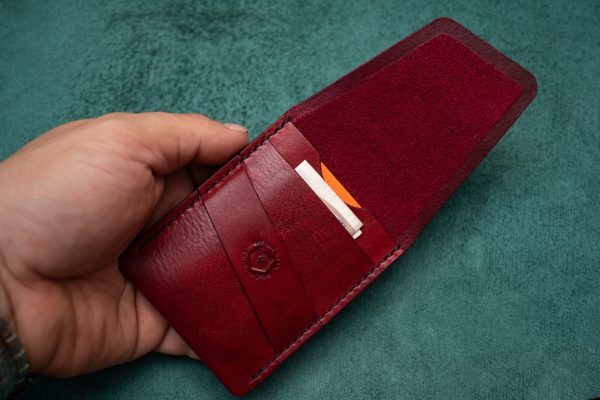 Wallet No. 20 - Vertical Flap Wallet - Oxblood Red - hand dyed - Image 8